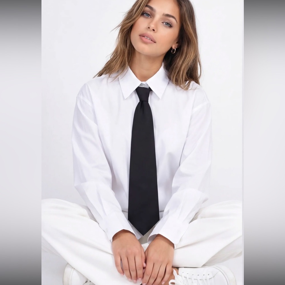 FROM PARIS FRANCE 🇫🇷 White Shirt with Black Tie